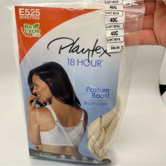 PLAYTEX 18 Hour White Posture Boost Front Closure Bra 40c light beige - Picture 1 of 4